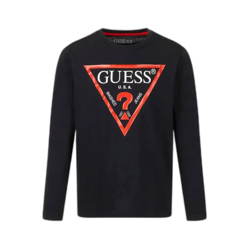 Image of Guess Long Sleeve T Shirt - Black 7 - 8 Years