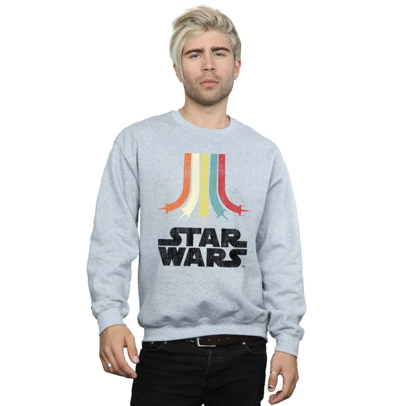 Image of Star Wars Star Wars Men Rainbow Sweatshirt in Grey Size: Small Grey S Male 5063300642771