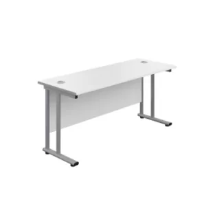 Image of 1600 X 800 Twin Upright Rectangular Desk White-Silver