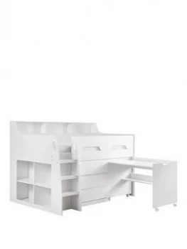 Image of Julian Bowen Noah Midsleeper With 3 Drawer Chest, Shelving And Desk