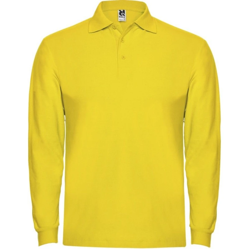 Image of ROLY ROLY Men Estrella Long-Sleeved Polo Shirt in Yellow Size: Small Yellow S Male 5063470827985