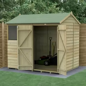 Image of 8' x 6' Forest Beckwood 25yr Guarantee Shiplap Double Door Reverse Apex Wooden Shed - Natural Timber