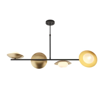 Image of Tivoli 4 Light Ceiling Pendant Gold & Dark Bronze Finish With Opal Glass