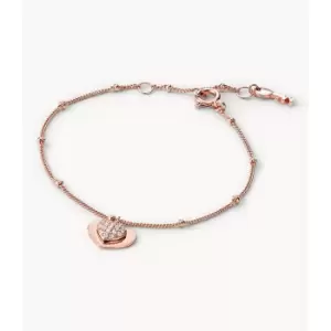 Image of Michael Kors Womens Pav Heart 14K -Plated Sterling Silver Bracelet - Rose Gold