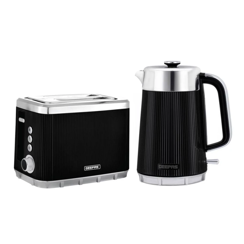 Image of Geepas "Arcus" Matching 1.7L Kettle & Toaster set 4 Slice Toaster in Black Unisex