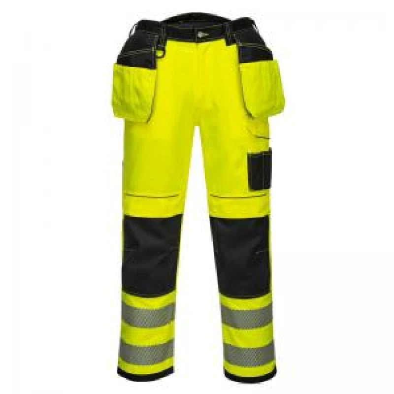 Image of Portwest PW3 Hi Vis Holster Pocket Work Trousers T501YBS32 Colour: Yellow / Black