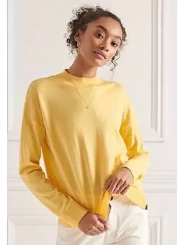 Image of Superdry Merino Mock Neck Knit - Yellow, Yellow, Size 10, Women