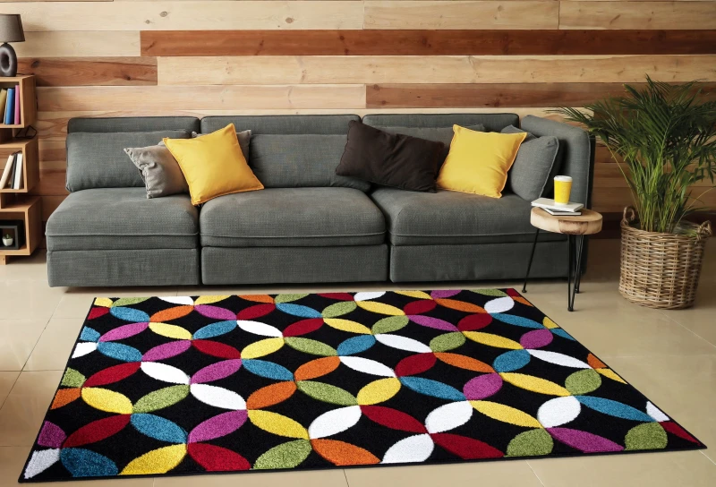 Image of Smart Living Smart Living Modern Hand Carved Multicolour Soft Thick Area Rug - Circle Black Size: 160cm x 230cm Black 160cm x 230cm Unisex 868050411