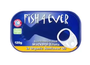 Image of Fish4Ever Mackerel Fillets in Organic Sunflower Oil 120g