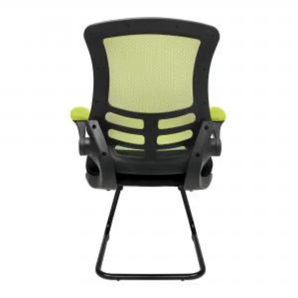 Image of Luna Nautilus Designs Luna Designer High Back Two Tone Mesh Cantilever Visitor Chair With Folding Arms and Black Shell Green/Black - BCM/T1302V/GN BCM