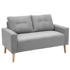 Image of HOMCOM Fabric Upholstery Double Seat Sofa Compact Loveseat Couch Living Room Furniture 2 Seater with Tufted Back Cushions, Grey