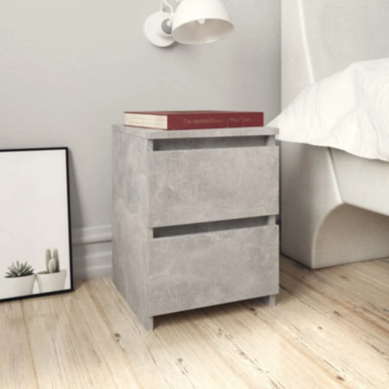 Image of Bedside Cabinet Concrete Grey 30x30x40cm Chipboard