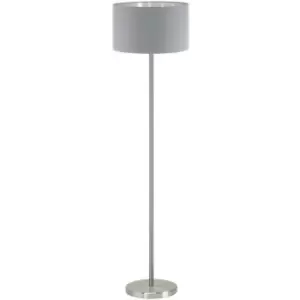 Image of Eglo - Maserlo - 1 Light Floor Lamp Satin Nickel, Grey, E27