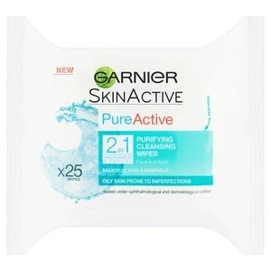 Image of Pure Active 2in1 Purifying Cleansing Face Wipes 25 Pack