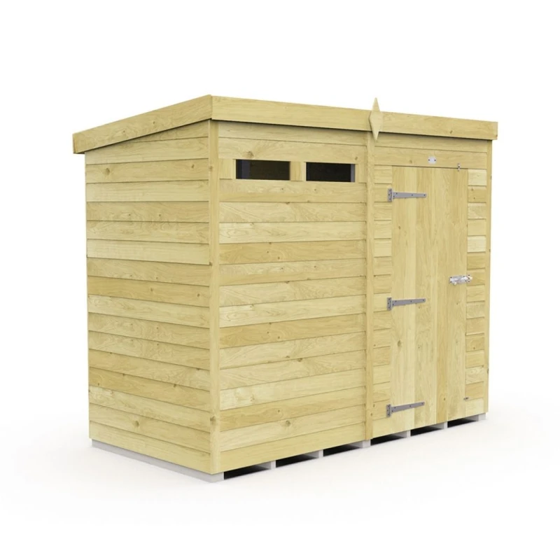 Image of Buttercup Farm 8 x 4 Feet Pent Security Shed - Single Door - L118 x W243 x H201cm in Brown Brown Unisex