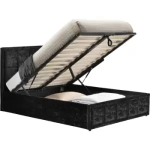 Image of 150cm Hannover Fabric Ottoman Bed Black Crushed Velvet