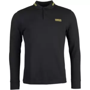 Image of Barbour International Tipped Long Sleeve Polo Mens - Black