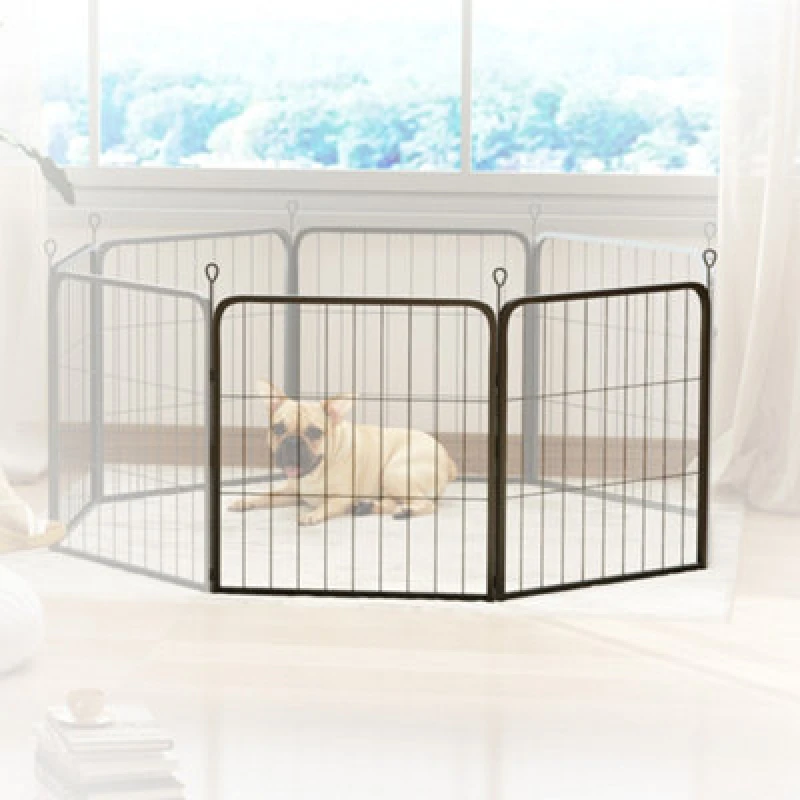Image of PawHut 2 Piece Expansion Pack Dog Pen for 60cm High Animal Pen Black