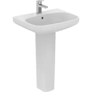 Image of Ideal Standard i. life Basin and Pedestal 60cm 1 Tap Hole in White Ceramic