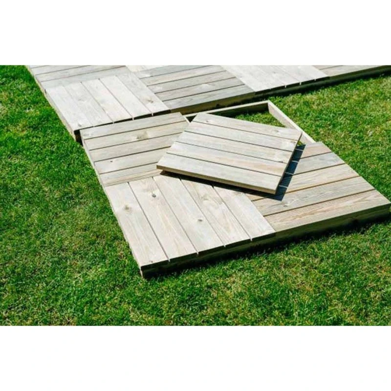 Image of Buttercup Farm Decking Kit 3m (3 Frames & 12 Tiles) - Timber - L100 x W100 x H6.5cm in Brown Brown Unisex