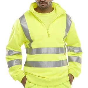 Image of BSeen Sweatshirt Quarter Zip Hi Vis 280gsm S Saturn Yellow Ref