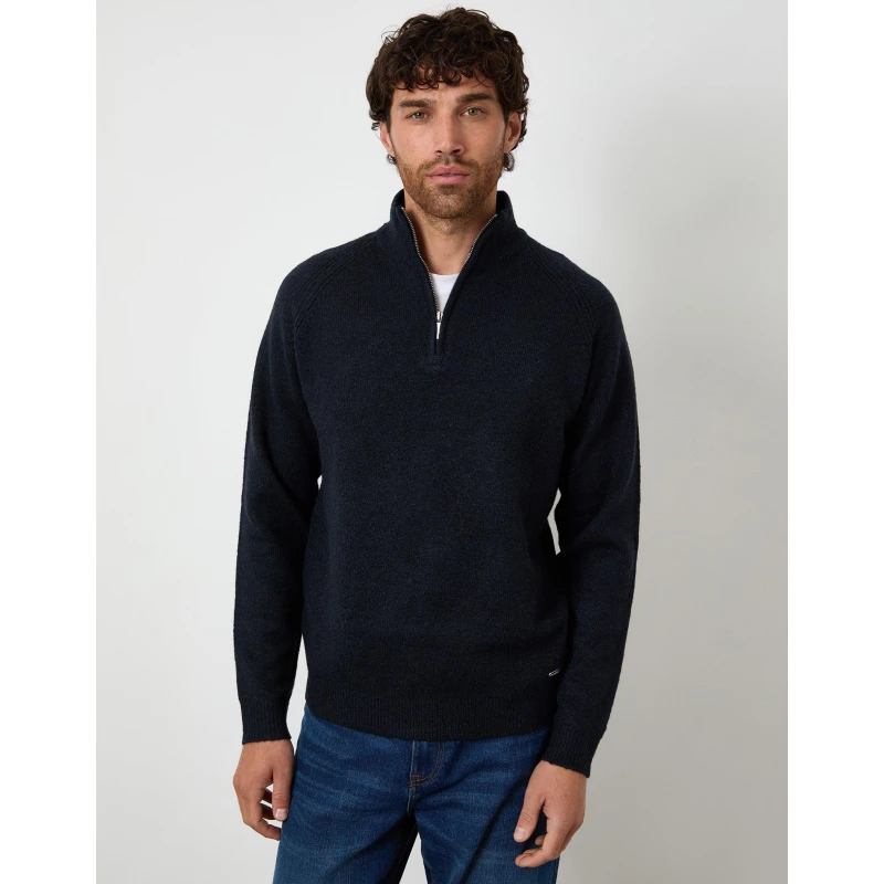 Image of Threadbare Mens TB Rossen 1/4 Zip Fleece Navy male Small