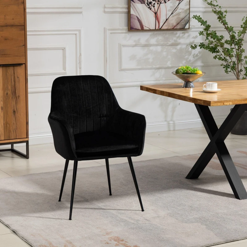 Image of Artemis Home Carrara Velvet Dining Chairs - Set of 2 in Black Unisex