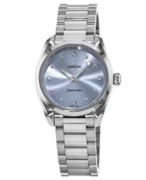 Image of Omega Seamaster Aqua Terra 150M Quartz 28 MM Ice Blue Diamond Dial Stainless Steel Womens Watch 220.10.28.60.53.001 220.10.28.60.53.001