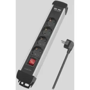 Image of LogiLink LPS237U Power strip (+ switch) Black, Silver PG connector