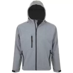Image of SOLS Mens Replay Hooded Soft Shell Jacket (Breathable, Windproof And Water Resistant) (3XL) (Grey Marl)