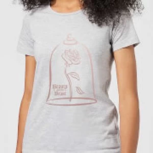 Image of Disney Beauty And The Beast Rose Gold Womens T-Shirt - Grey - M