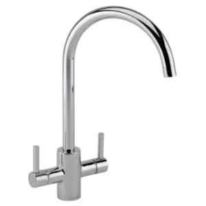 Image of Reginox Chrome Twin Lever Kitchen Mixer Tap Genesis CP Handles