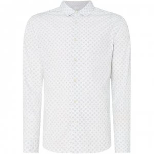 Image of Linea Royston Geo Tile Printed Shirt - White