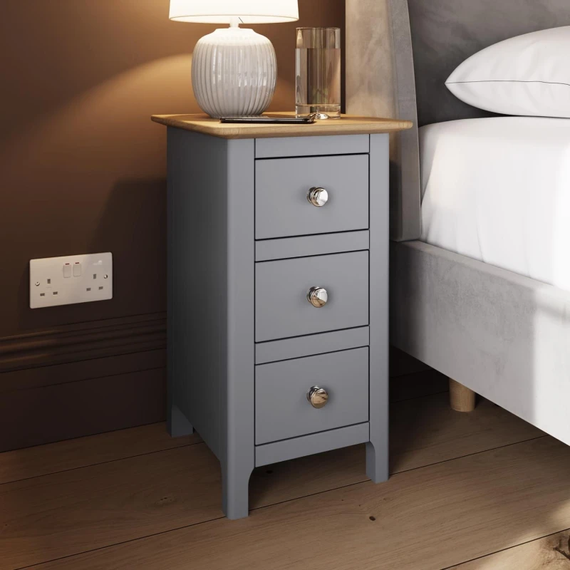 Image of FWStyle FWStyle Ready Assembled 3 Drawer Bedside Chest Of Drawers Solid Oak Dove Grey Grey One Size Unisex 5056413126962