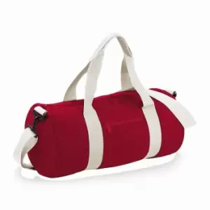 Image of Bagbase Plain Varsity Barrel / Duffle Bag (20 Litres) (One Size) (Classic Red/Off White)
