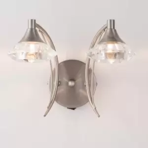 Image of Double Wall Light and Sconce Satin Nickel Finish