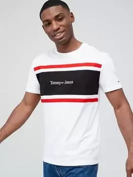 Image of Tommy Jeans Classic Linear Cut & Sew T-Shirt - White Size M Men