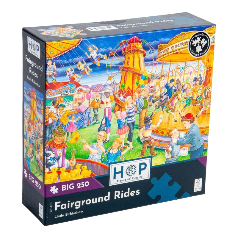 Image of The House Of Puzzles Fairground Rides, BIG 250 Piece Jigsaw Puzzle Multi unisex