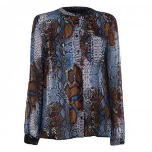 Image of SET Pattern Blouse - BlueCamel 0557