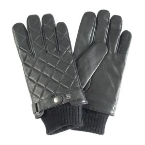 Image of Barbour Mens Quilted Leather Glove Black Medium