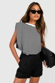 Image of Stripe Shoulder Pad Tank Top