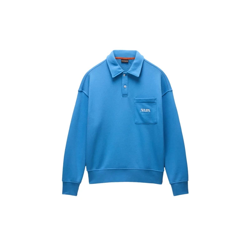 Image of Polo collar sweatshirt in French Terry Napapijri Miraat Bleu Male L