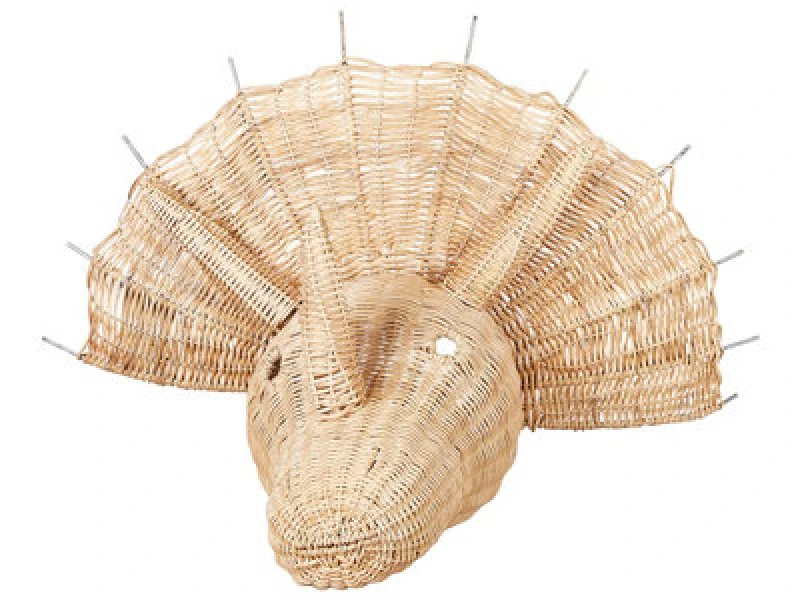 Image of Beliani Wall Decor Dinosaur Bioko Rattan 44cm Natural