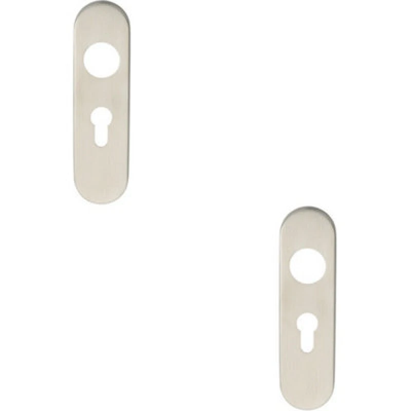 Image of Loops 2x PAIR Radius Lock Euro Cylinder Plate Cover 170 x 45 x 8mm Satin Steel Metallics unisex