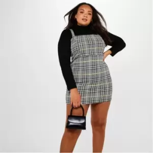 Image of I Saw It First Plus Size Tartan Check Pinafore Dress - Yellow