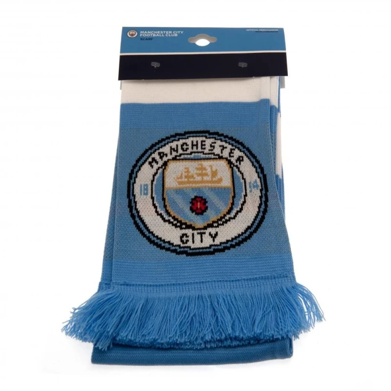 Image of Manchester City FC Mens Bar Scarf in Blue Blue Male One Size