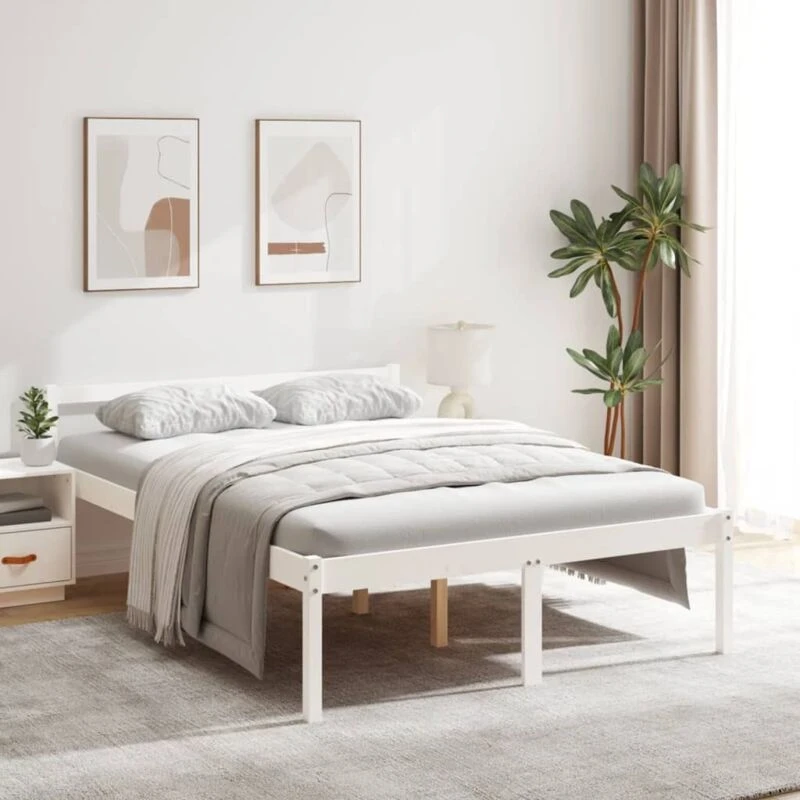 Image of VIDAXL Senior Bed without Mattress White 135x190cm Double Vidaxl 8720286877999