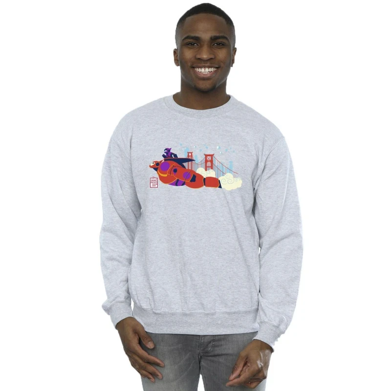 Image of Disney Men Big Hero 6 Baymax Hiro Bridge Sweatshirt in Grey Size: Small Grey S Male 5059934876163