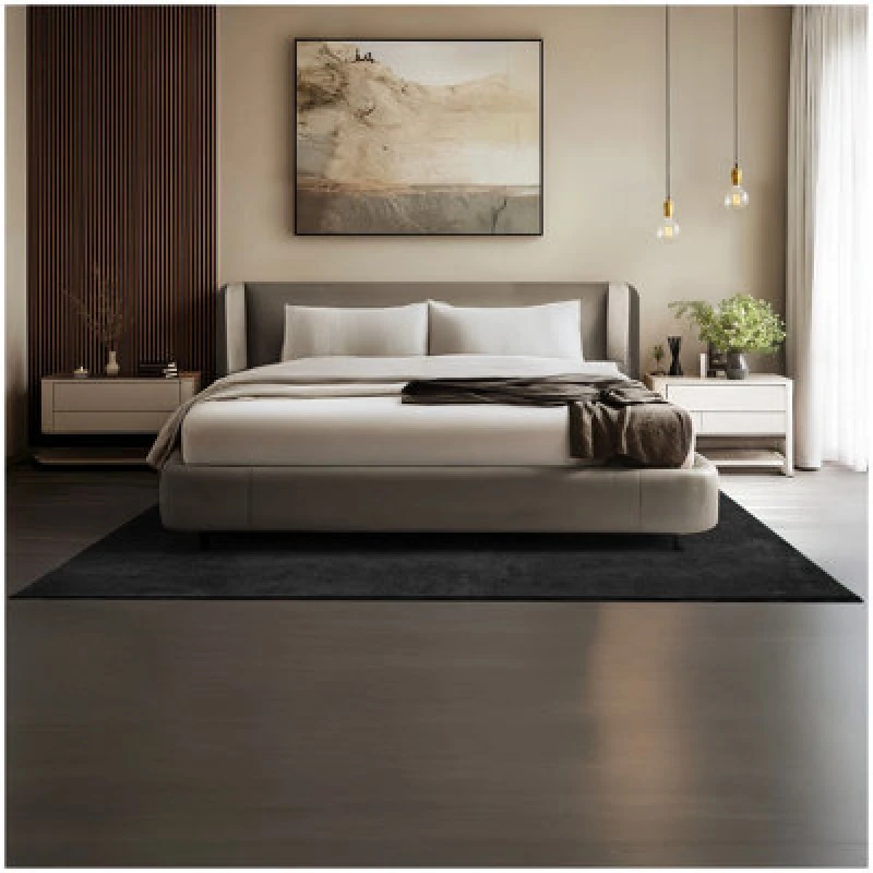 Image of Tectake Rug Zonelle - Short Pile And Ultra-Soft, Rectangular Or Round 160 X 230 Cm - Black