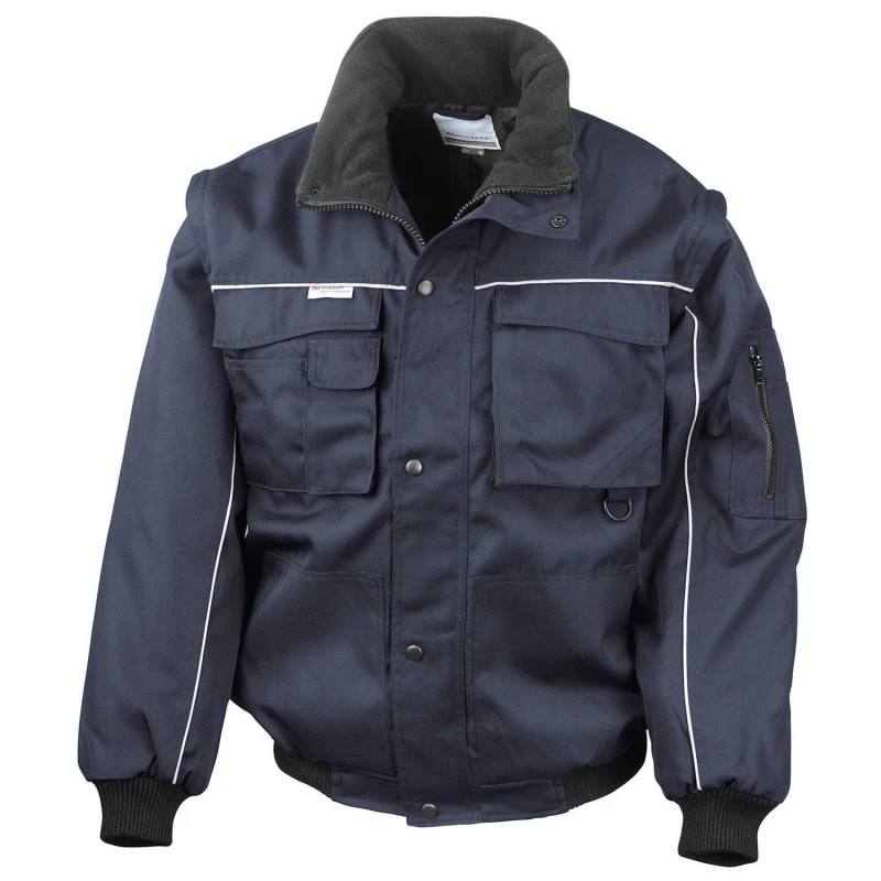 Image of Result Result Men Heavy Duty Zip-off Sleeves Pilot Jacket in Navy Size: Medium Navy M Male 5063527405807